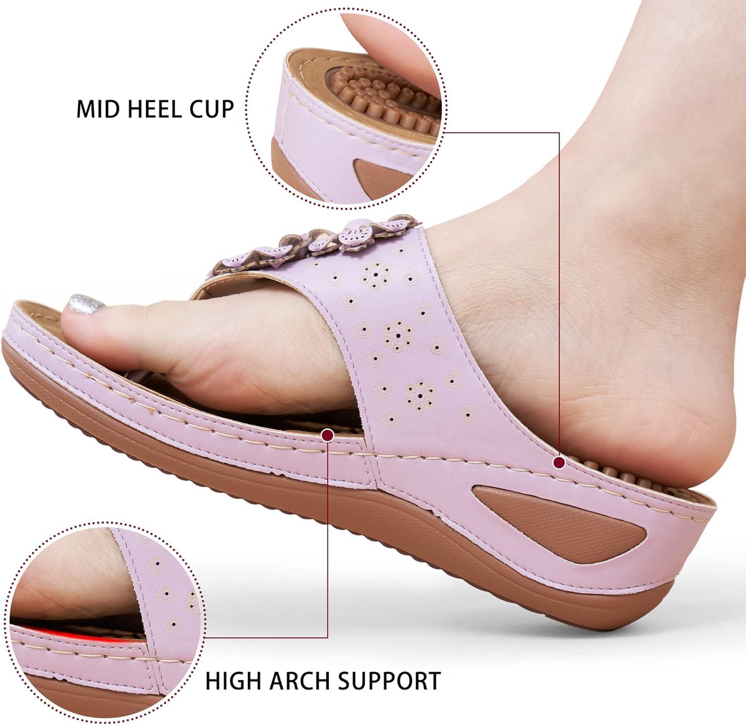 image:imageEcetana Womens Sandals Platform Wedge Comfortable Dressy Casual Summer Beach Shoes Slides Walking Flip Flops for Women