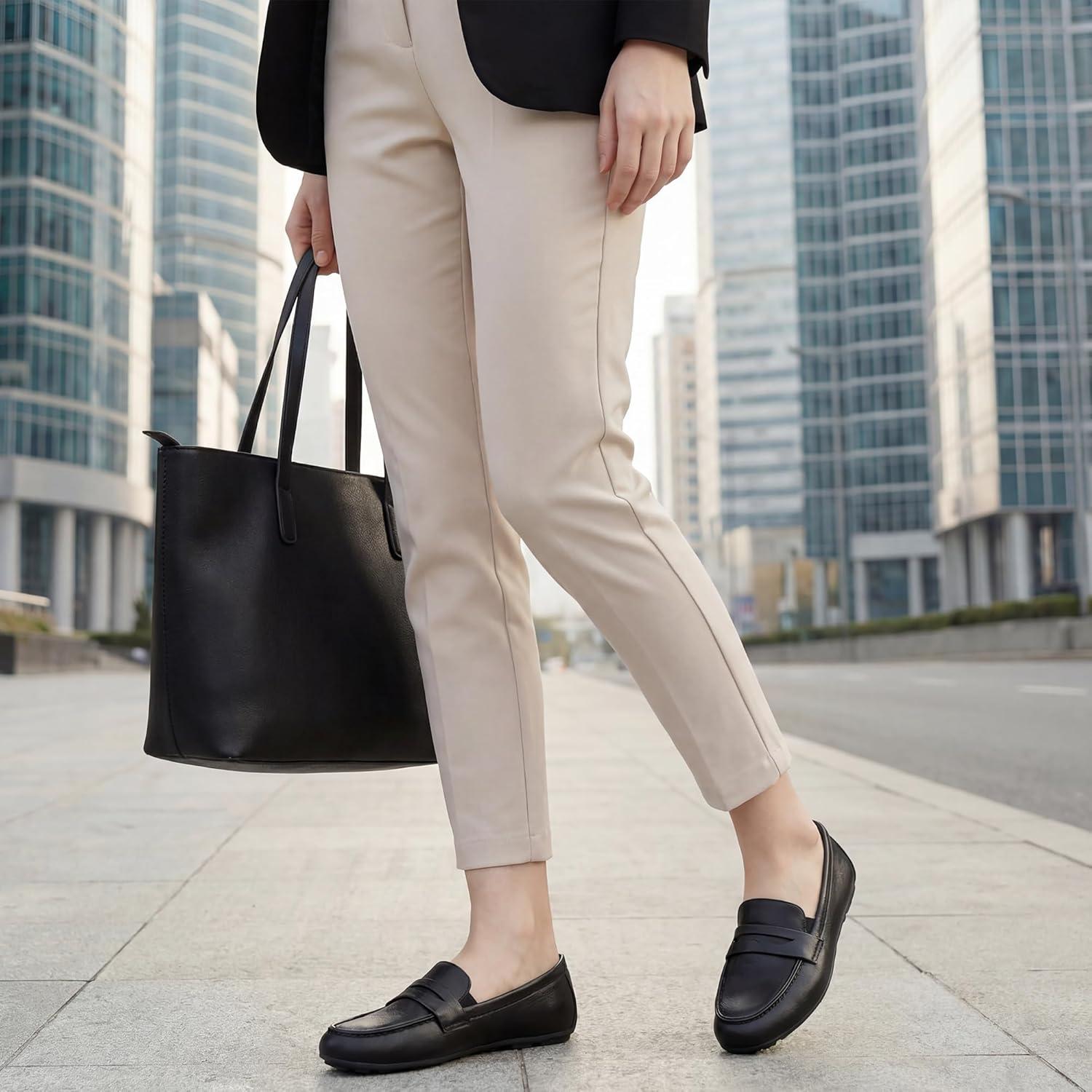 image:imageEcetana Womens Loafers Slip On Shoes Comfortable Casual Penny Loafer Dressy Work Flats Moccasins for Business DrivingBlack