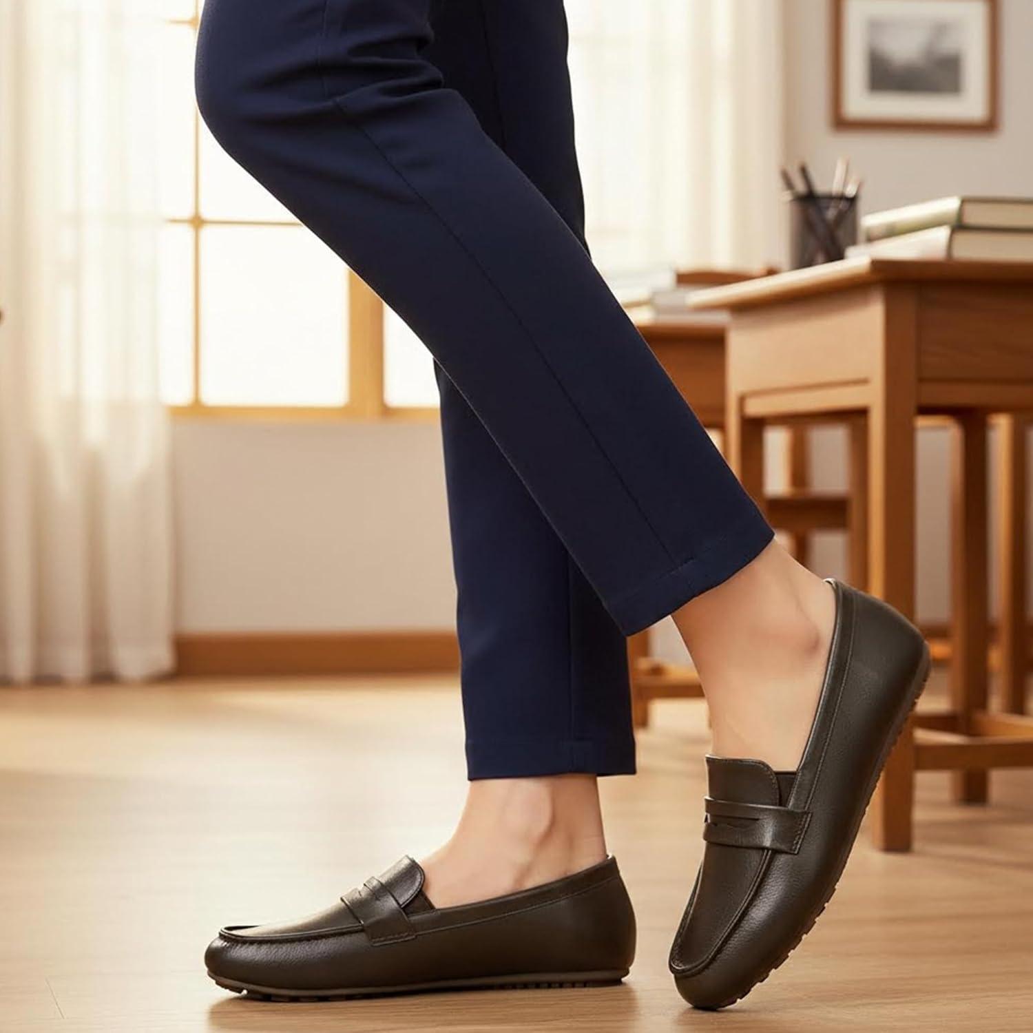 image:imageEcetana Womens Loafers Slip On Shoes Comfortable Casual Penny Loafer Dressy Work Flats Moccasins for Business DrivingCoffee