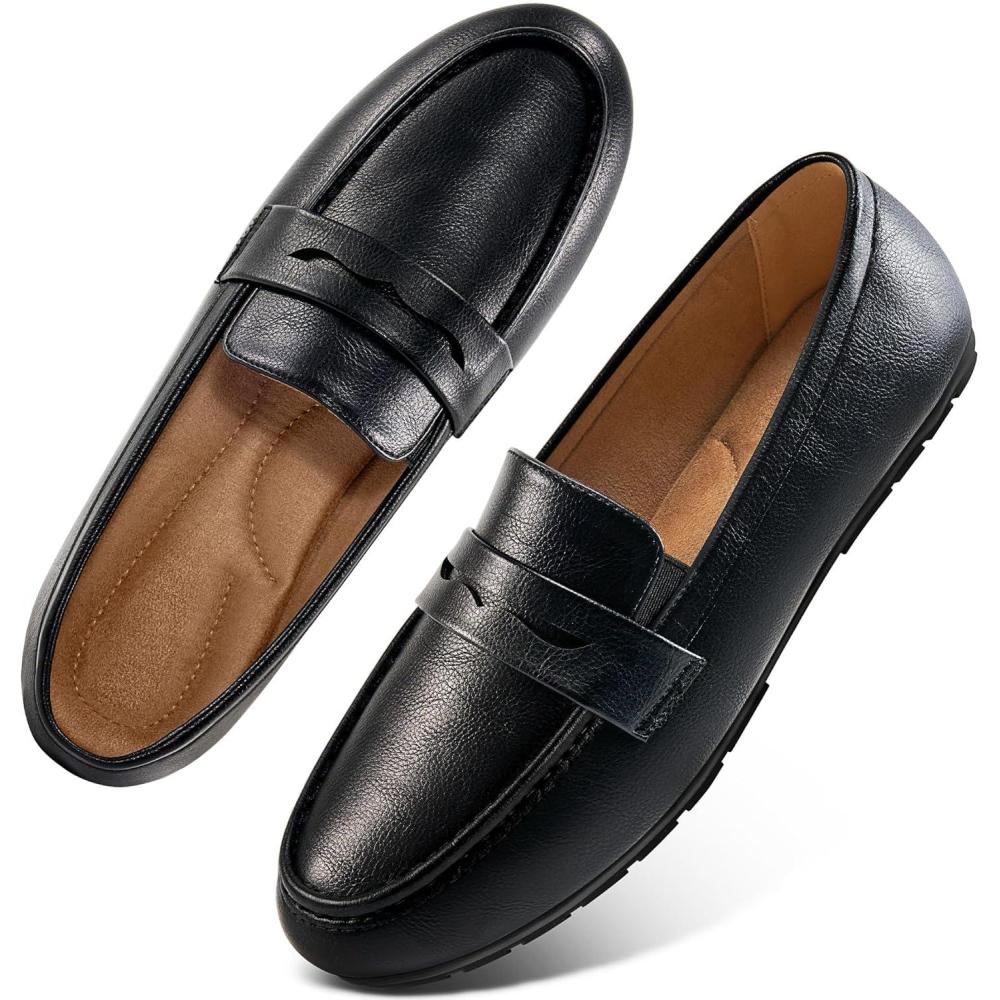 image:imageEcetana Womens Loafers Slip On Shoes Comfortable Casual Penny Loafer Dressy Work Flats Moccasins for Business DrivingBlack