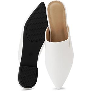 Ecetana Mules for Women Dressy Shoes: 2026 Pointed Toe Comfortable Casual Slingback Flats Slip On Work Business Backless Loafers White