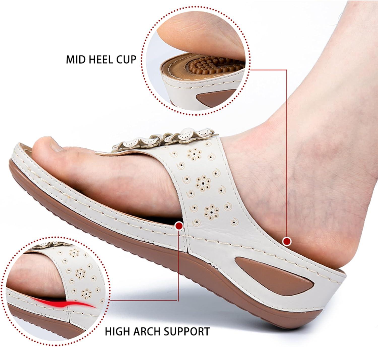 image:imageEcetana Womens Wedge Sandals Dressy 2026 Comfortable Casual Summer Flip Flops Walking Platform Slides ShoesBeige
