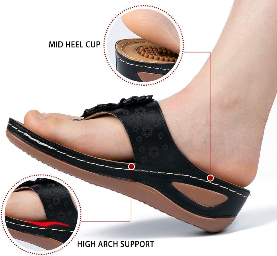 image:imageEcetana Womens Wedge Sandals Dressy 2026 Comfortable Casual Summer Flip Flops Walking Platform Slides ShoesBlack
