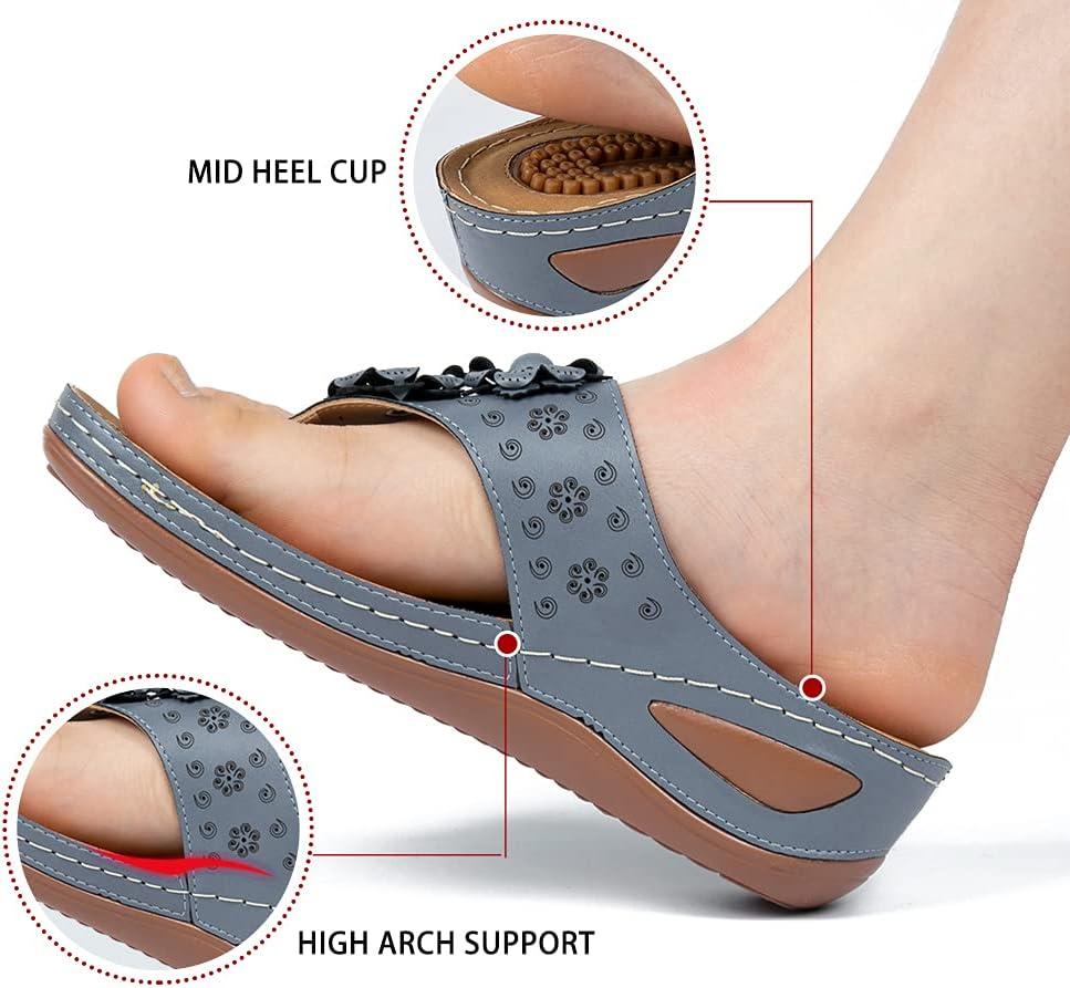 image:imageEcetana Womens Wedge Sandals Dressy 2026 Comfortable Casual Summer Flip Flops Walking Platform Slides ShoesBlue
