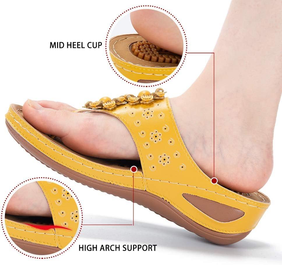 image:imageEcetana Womens Wedge Sandals Dressy 2026 Comfortable Casual Summer Flip Flops Walking Platform Slides ShoesYellow