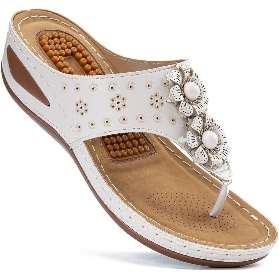 image:imageEcetana Womens Wedge Sandals Dressy 2026 Comfortable Casual Summer Flip Flops Walking Platform Slides ShoesBeige