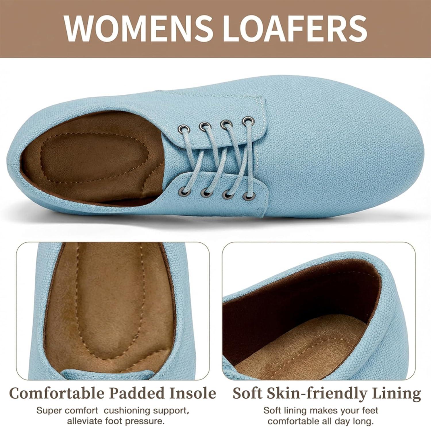 image:imageEcetana Womens Loafers Dressy Shoes 2026 Casual Comfortable Lace Up Walking Flats for Work Travel Fashion Penny LoafersBlue