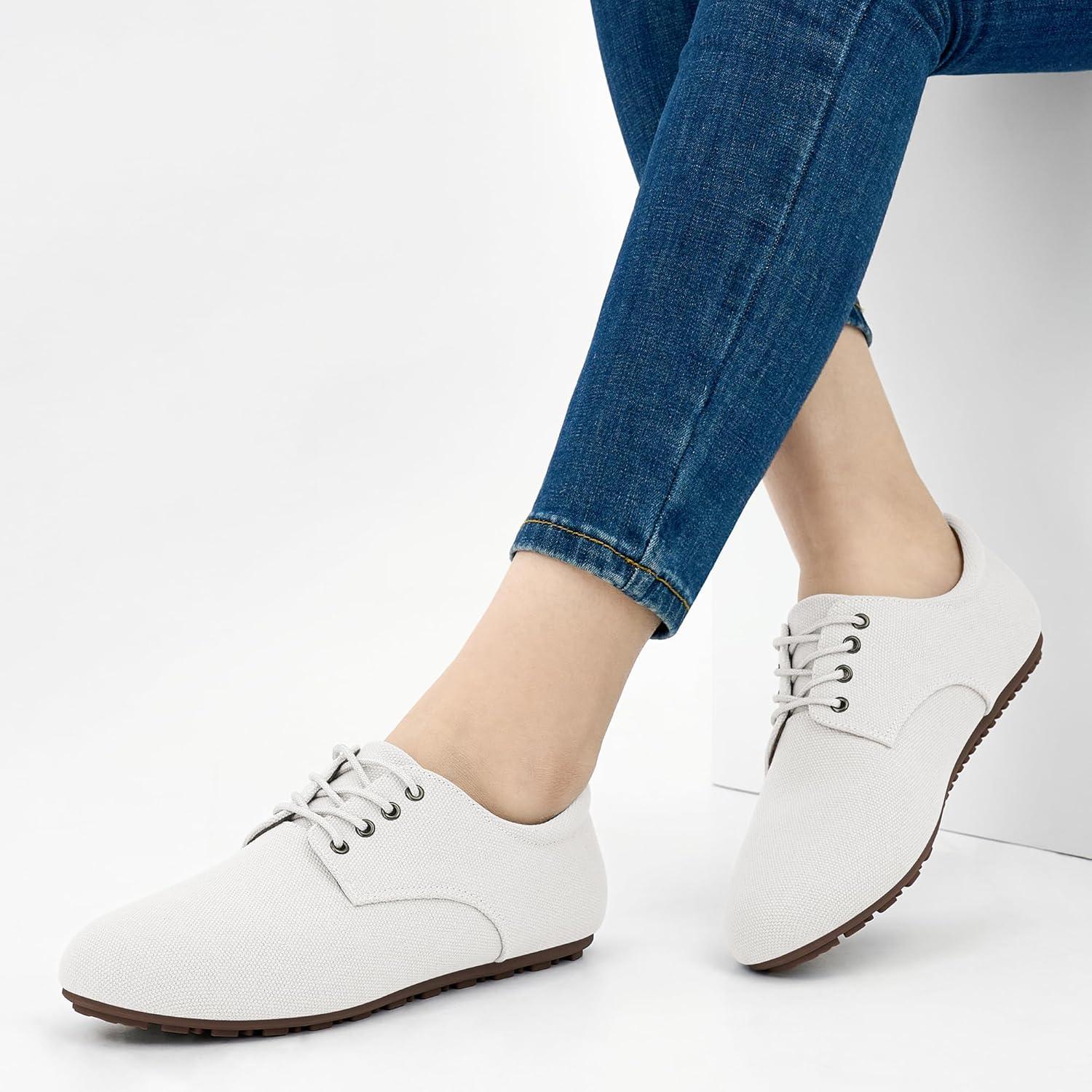 image:imageEcetana Womens Loafers Dressy Shoes 2026 Casual Comfortable Lace Up Walking Flats for Work Travel Fashion Penny LoafersWhite