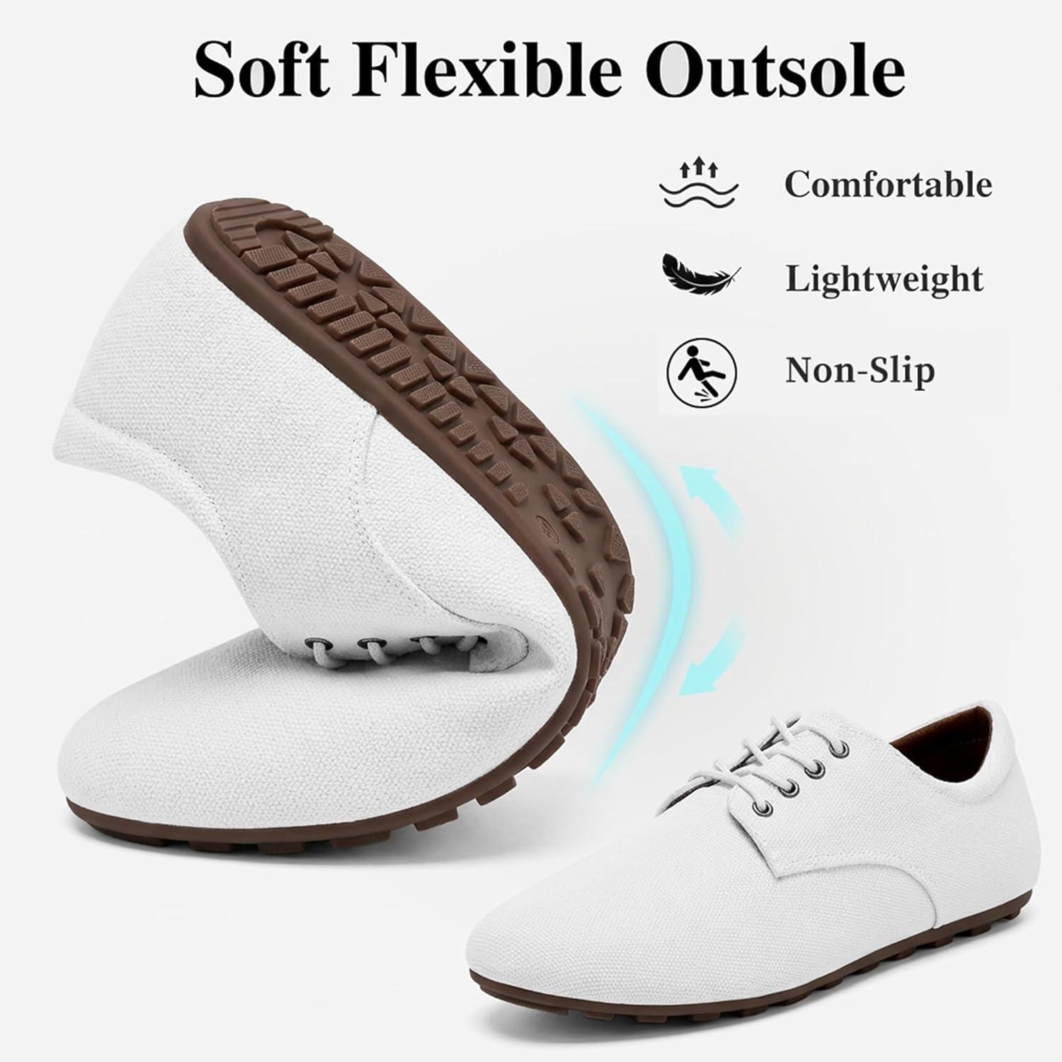 image:imageEcetana Womens Loafers Dressy Shoes 2026 Casual Comfortable Lace Up Walking Flats for Work Travel Fashion Penny LoafersWhite