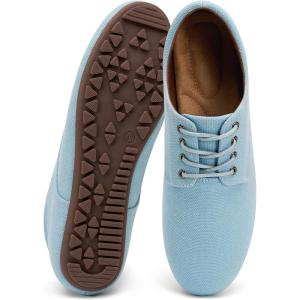 Ecetana Womens Loafers Dressy Shoes 2026 Casual Comfortable Lace Up Walking Flats for Work Travel Fashion Penny Loafers(Blue)