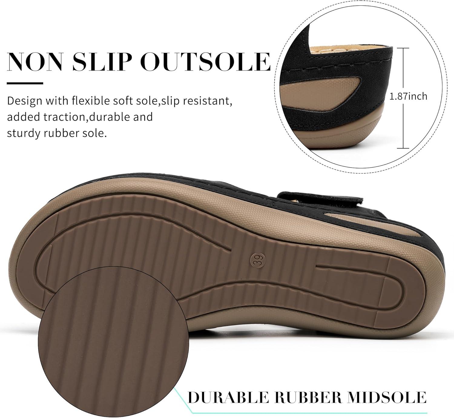 image:imageEcetana Womens Closed Toe Sandals Dressy Wedge Sandals 2026 Comfortable Summer Fisherman Platform Sandals Adjustable Casual Walking ShoesBlack