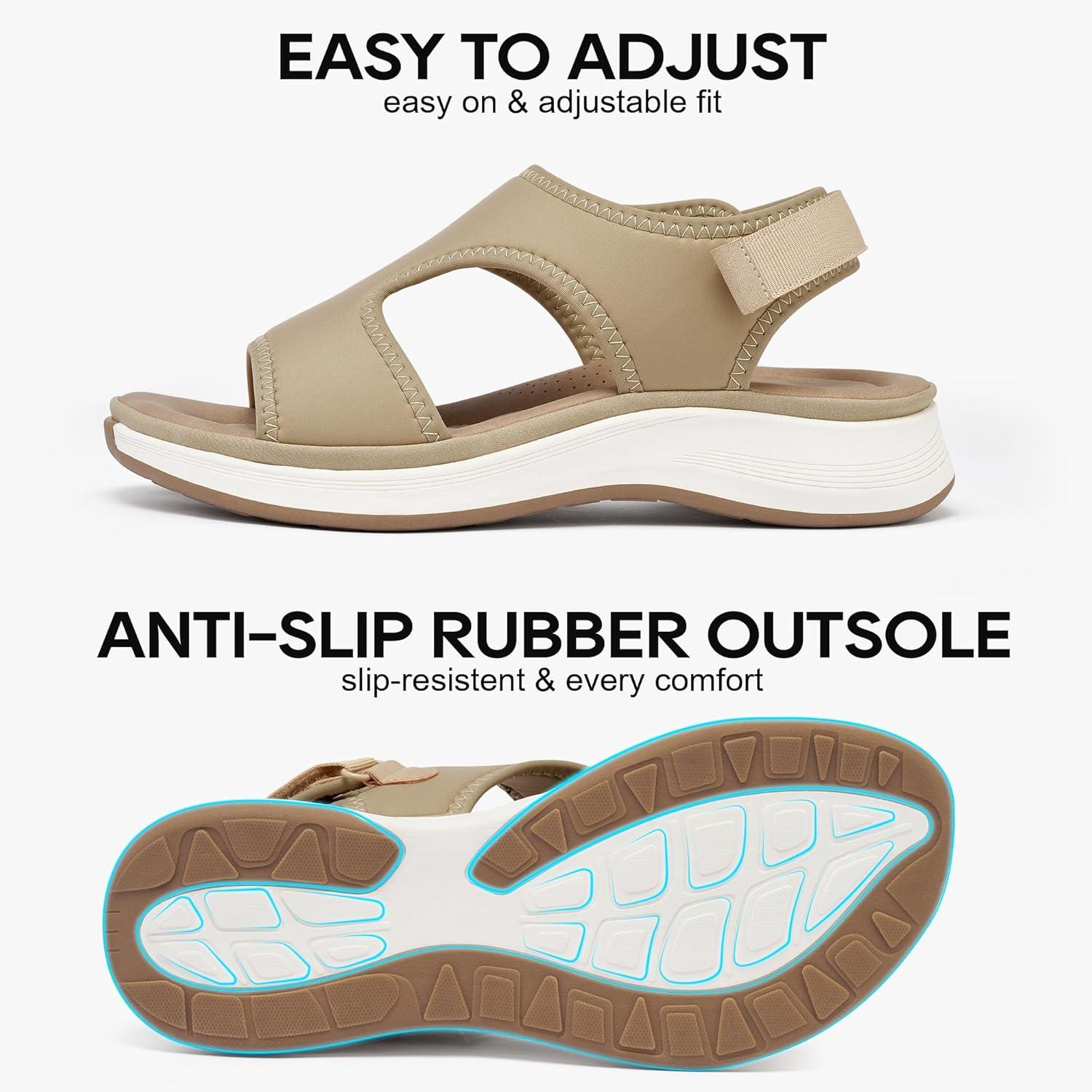 image:imageEcetana Womens Walking Sandals with Comfortable Arch SupportApricot