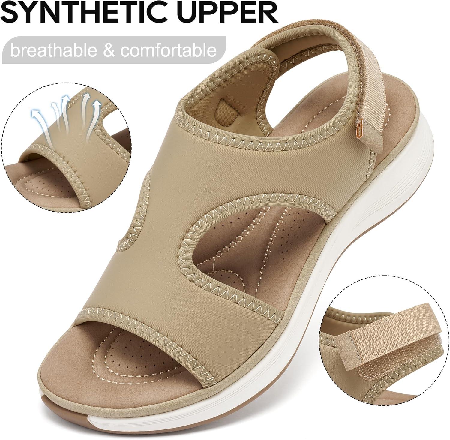 image:imageEcetana Womens Walking Sandals with Comfortable Arch SupportApricot