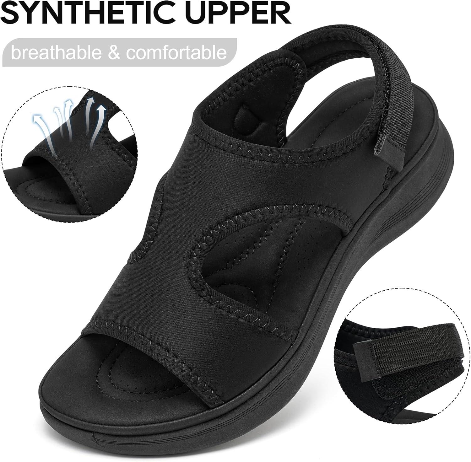 image:imageEcetana Womens Walking Sandals with Comfortable Arch SupportBlack