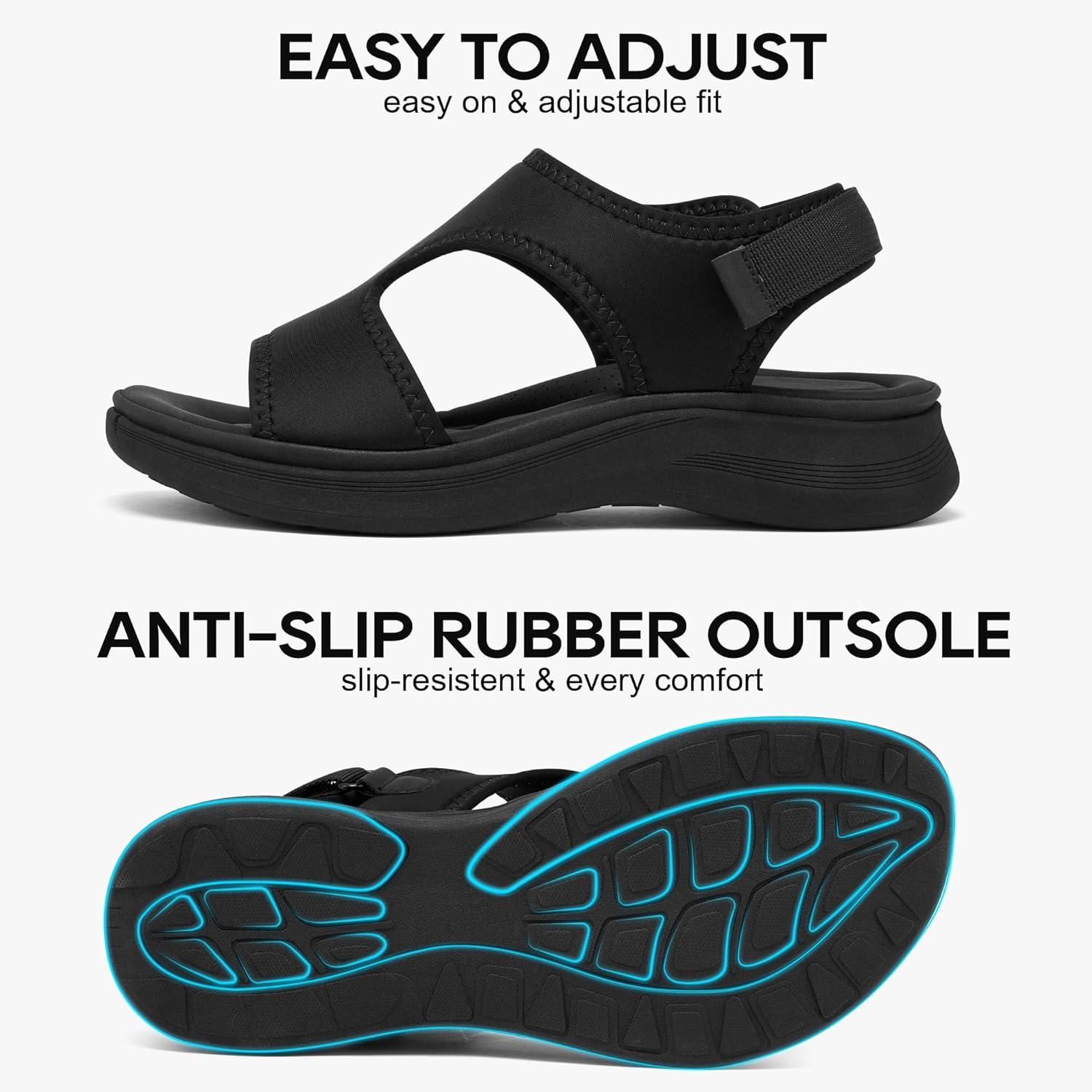 image:imageEcetana Womens Walking Sandals with Comfortable Arch SupportBlack