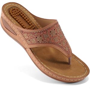Ecetana Womens Sandals Dressy Wedge: Comfortable Summer Flip Flops Non Slip Platform Shoes Ladies Casual Sandals for Women(Pink)