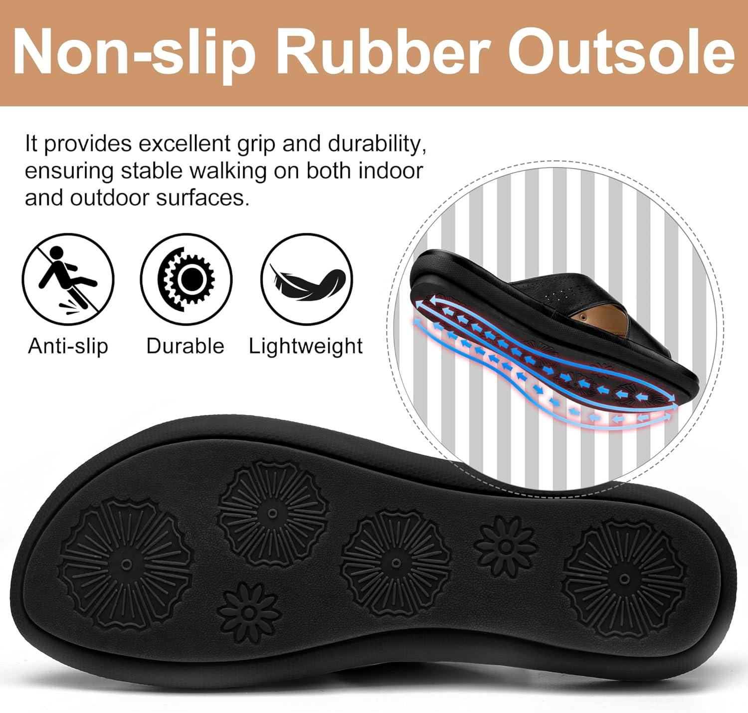 image:imageEcetana Sandals for Women Flat Slides Comfortable Dressy Orthopedic Slip On Summer Sandals 2026 for Ladies Casual WalkingBlack