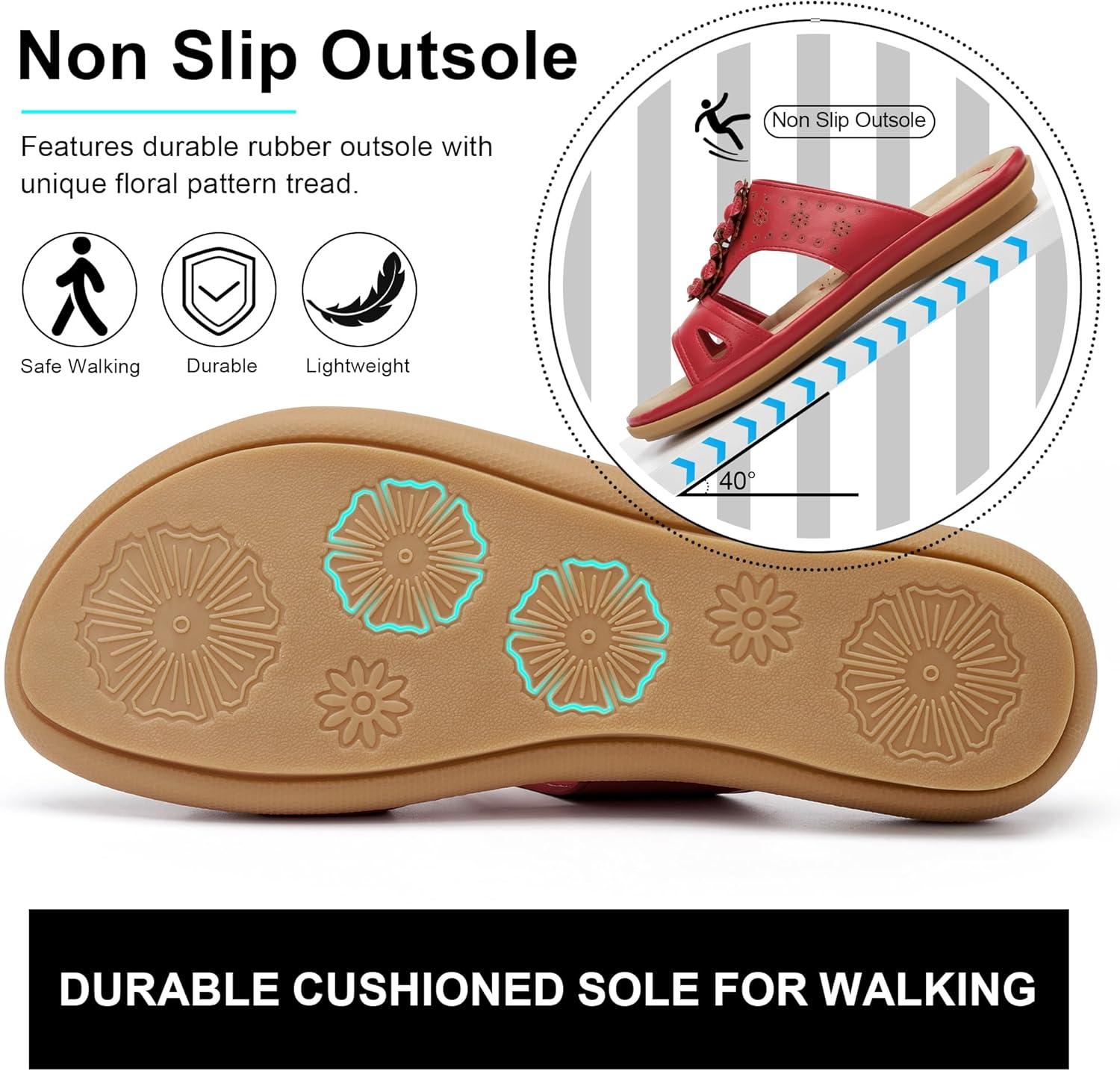 image:imageEcetana Womens Slide Sandals Summer Flats 2026 Comfortable Walking Dressy Slides for Casual Indoor OutdoorRed