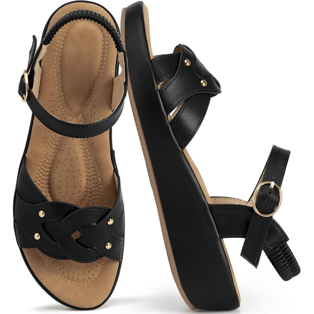 image:imageEcetana Wedge Sandals for Women DressyBlack