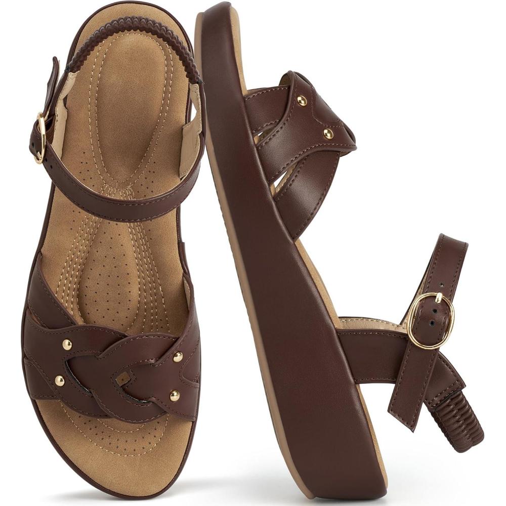 image:imageEcetana Wedge Sandals for Women DressyCoffee