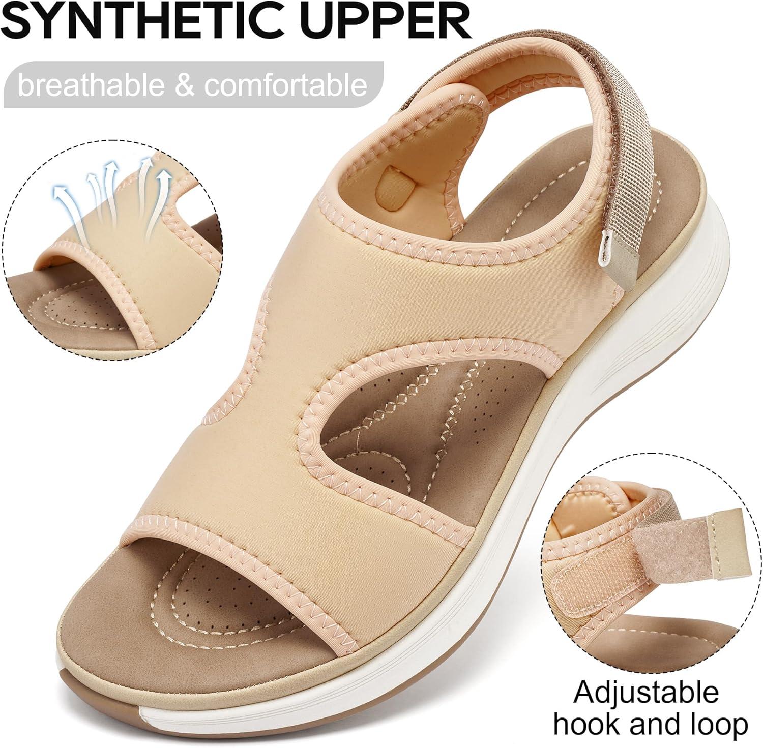 image:imageEcetana Womens Orthopedic Walking Sandals Comfortable Arch Support Outdoor Sport Sandals for Hiking Casual VacationPink