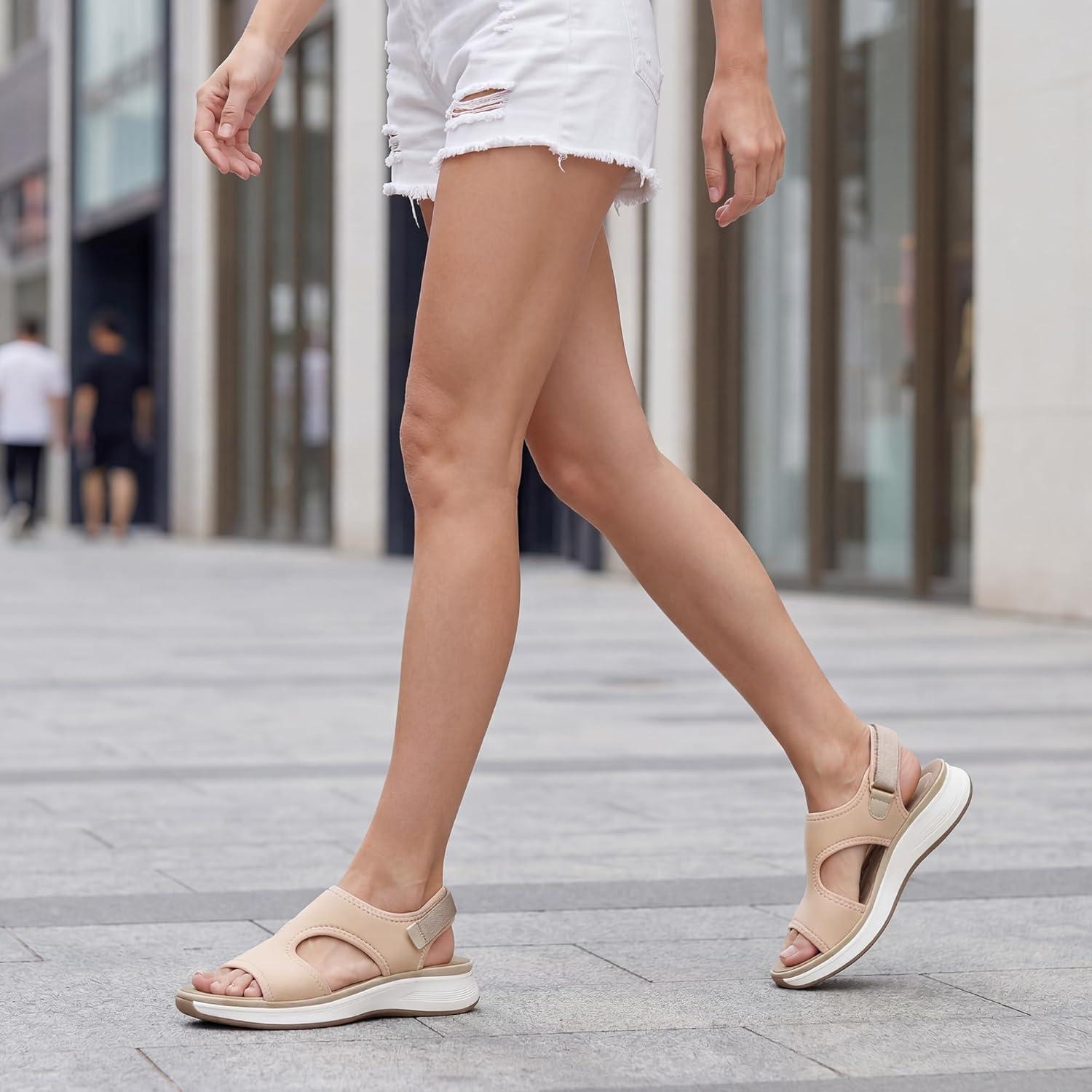 image:imageEcetana Womens Orthopedic Walking Sandals Comfortable Arch Support Outdoor Sport Sandals for Hiking Casual VacationPink