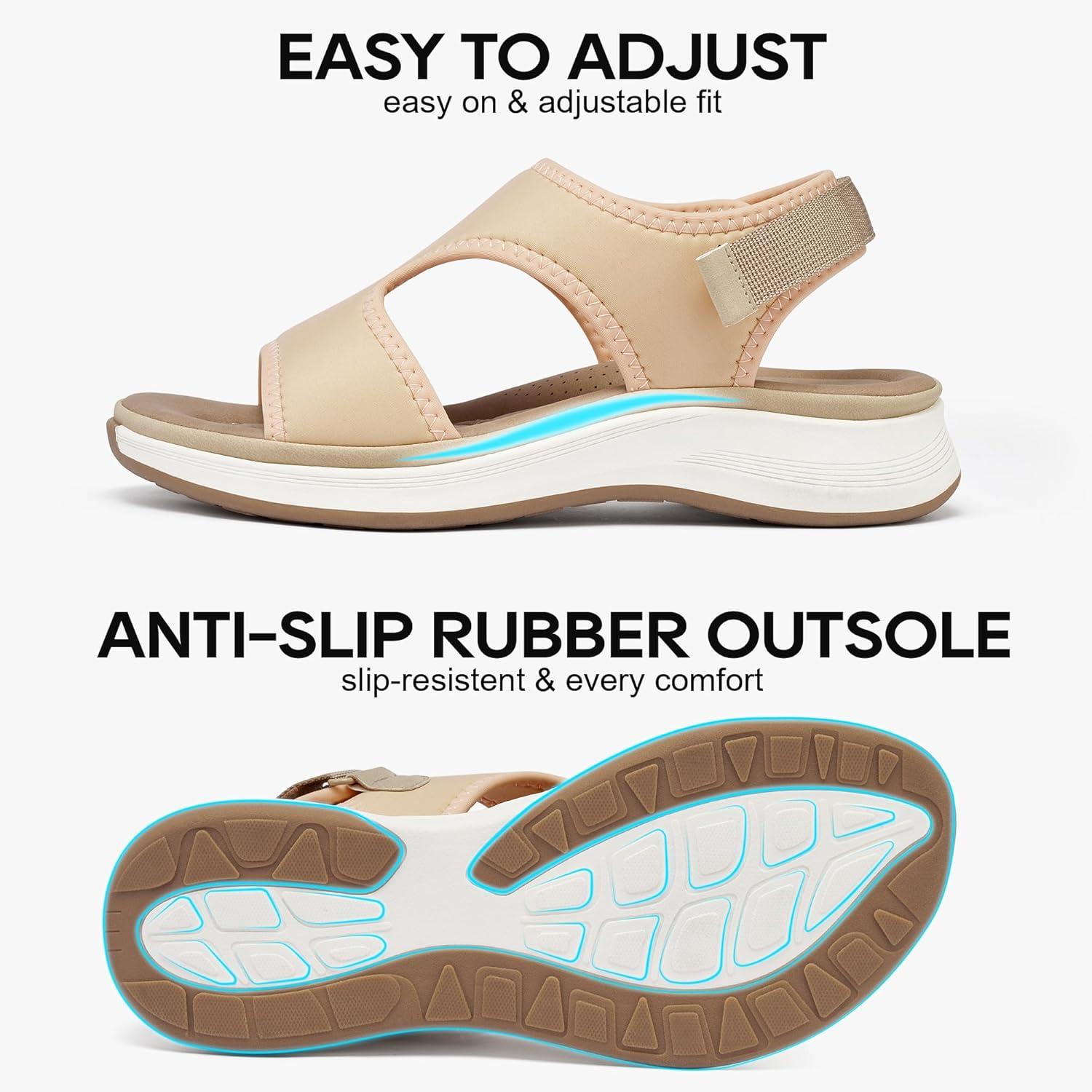 image:imageEcetana Womens Orthopedic Walking Sandals Comfortable Arch Support Outdoor Sport Sandals for Hiking Casual VacationPink