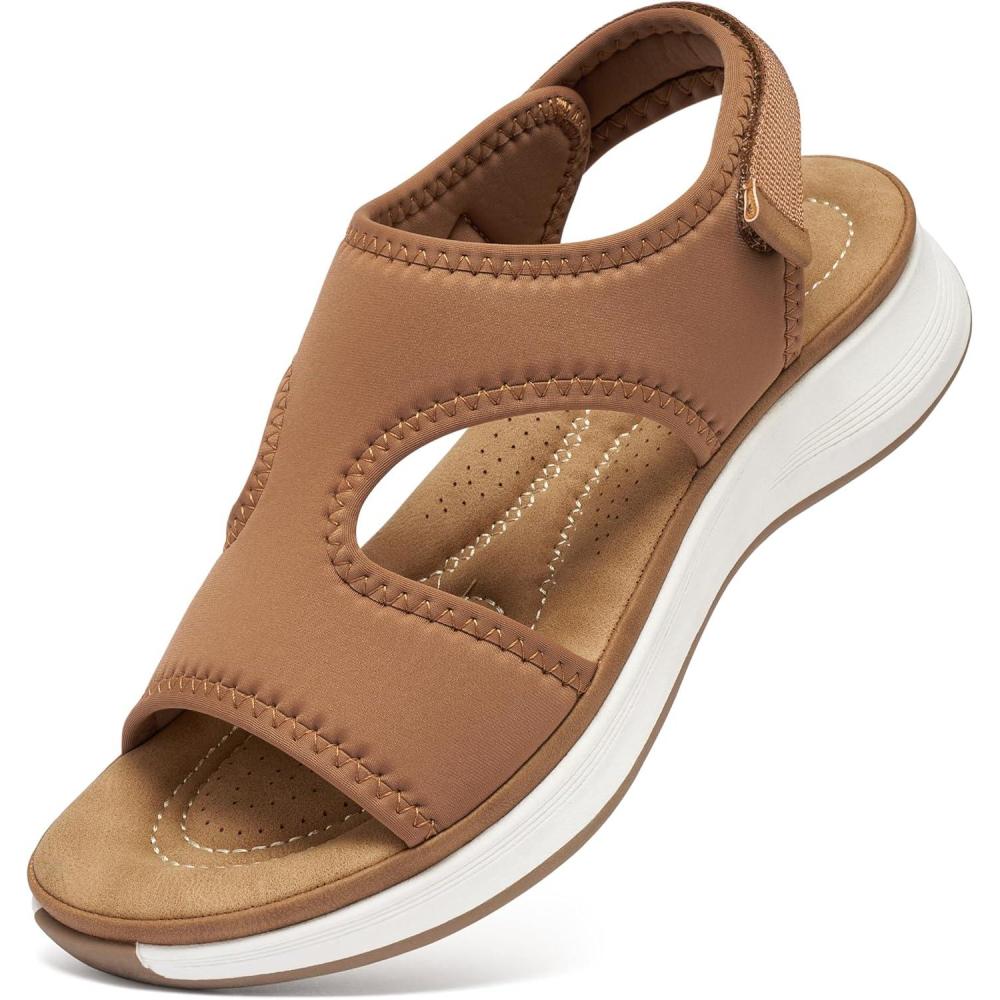 image:imageEcetana Womens Orthopedic Walking Sandals Comfortable Arch Support Outdoor Sport Sandals for Hiking Casual VacationBrown