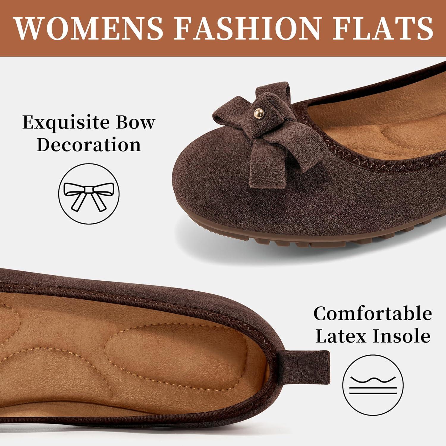 image:imageEcetana Womens Ballet Flats Shoes Comfortable Dressy Foldable Flats Casual Slip On Walking Loafers Office Work Shoes for BusinessCoffee