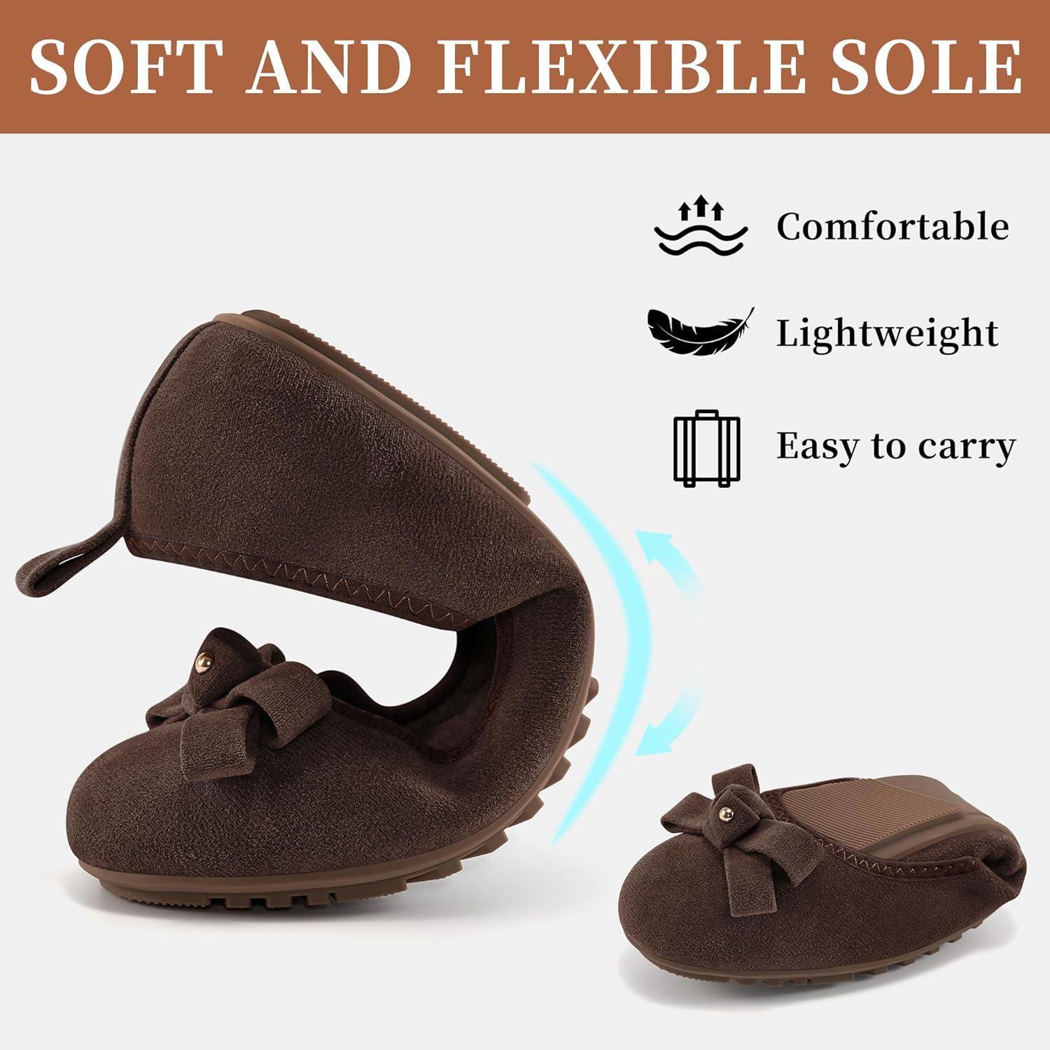 image:imageEcetana Womens Ballet Flats Shoes Comfortable Dressy Foldable Flats Casual Slip On Walking Loafers Office Work Shoes for BusinessCoffee