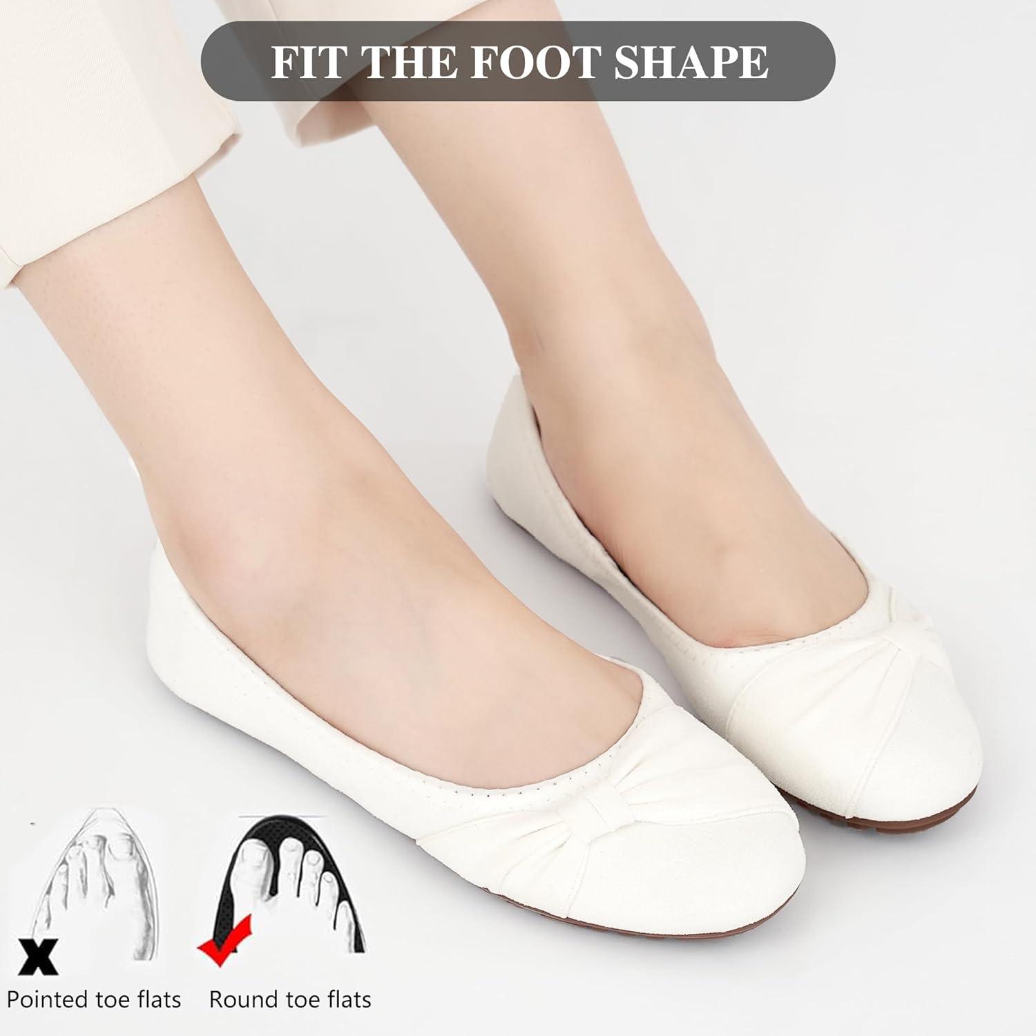 image:imageEcetana Womens Ballet Flats Shoes Dressy Round Toe Bowknot Slip Ons Comfortable Suede Foldable Loafers for Casual Work BusinessWhite