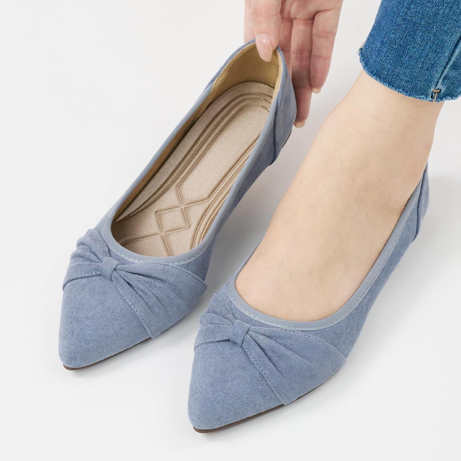image:imageEcetana Womens Flats Ballet Shoes Comfortable Dressy Pointed Toe Bow Flats 2026 Foldable Slip On Dress Shoes for Work Office Business Wedding CasualBlue
