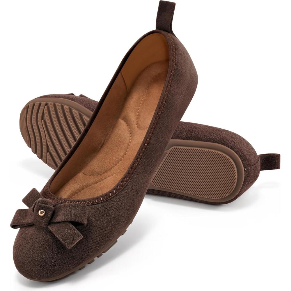image:imageEcetana Womens Ballet Flats Shoes Comfortable Dressy Foldable Flats Casual Slip On Walking Loafers Office Work Shoes for BusinessCoffee