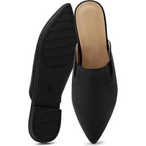 Ecetana Mules for Women Dressy Shoes: 2026 Pointed Toe Comfortable Casual Slingback Flats Slip On Work Business Backless Loafers Black
