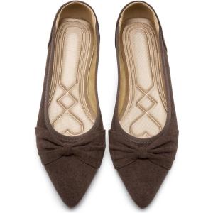 Ecetana Womens Flats Ballet Shoes: Comfortable Dressy Pointed Toe Bow Flats 2026 Foldable Slip On Dress Shoes for Work Office Business Wedding Casual(Coffee)