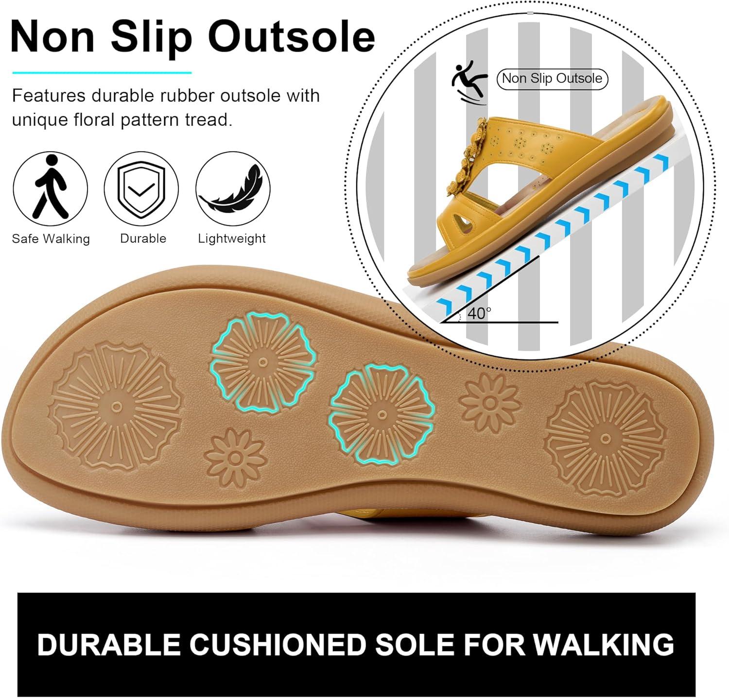 image:imageEcetana Womens Sandals Summer Slides 2026 Dressy Comfortable Walking Flat Sandals for Casual Indoor OutdoorYellow