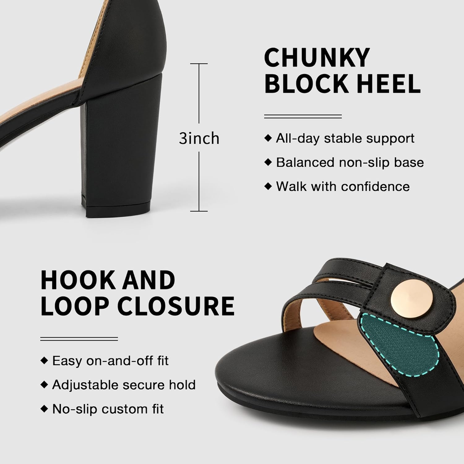 image:imageEcetana Block Heels for Women Comfortable 3 Stable Open Toe Chunky Heel Sandals with Ankle Strap amp Cushioned Insole Dressy Shoes for Wedding Prom Bride