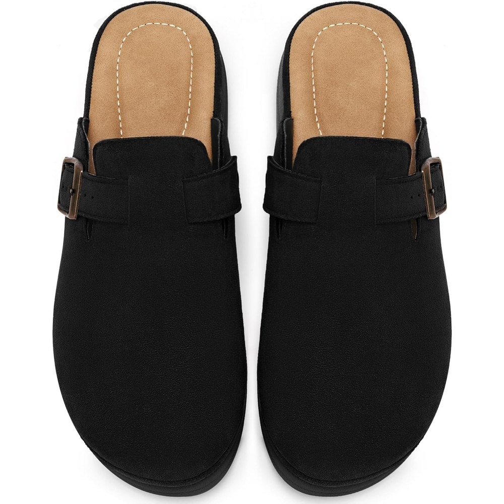 image:imageEcetana Womens Clogs Closed Toe Sandals 2026 Dressy Slip On Mules with Adjustable Buckle Comfortable Footbed Casual Shoes for Indoor OutdoorBlack