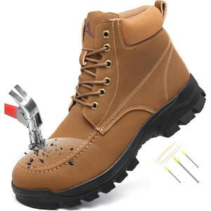 Ecetana Steel Toe Work Boots for Men Waterproof Slip Resistant Comfortable Safety Boot Industrial Construction Shoes(Brown)